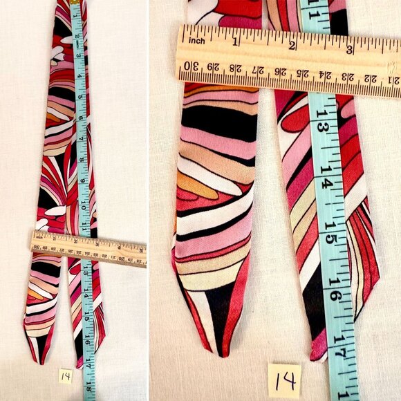 Slim Scarf 34 in Abstract Swirl Print Hair Accessory Blue Green Black White No27 - Picture 6 of 7